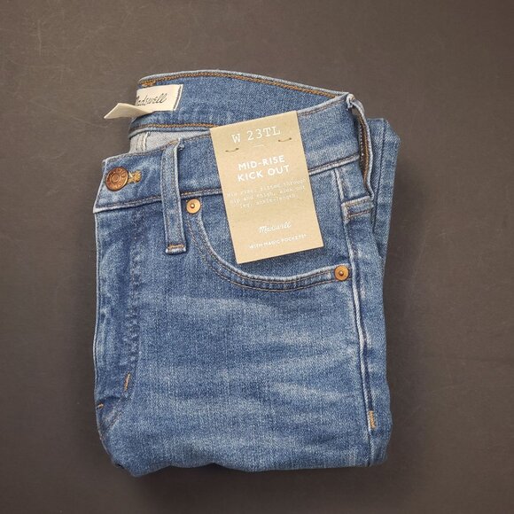Madewell Taller Kick Out Crop Jeans Cherryville Wash Raw-Hem Womens 23TL [NJ434] - Picture 16 of 16